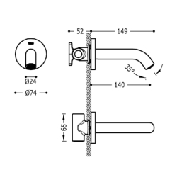 Wylewka stała naścienna czarny brąz TRES 26218004KMB