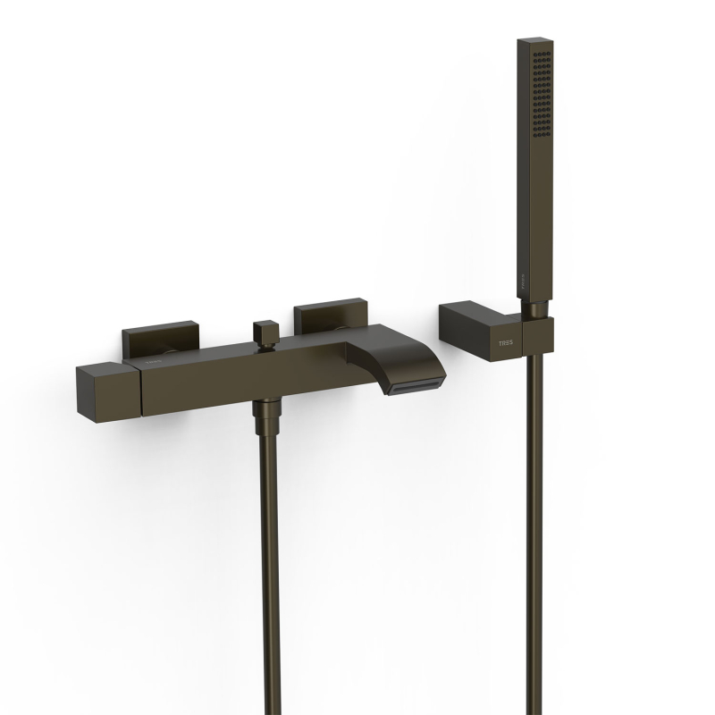 Bateria jednouchwytowa ścienna wannowa i prysznicowa CUADRO czarny brąz TRES 0071700203KMB