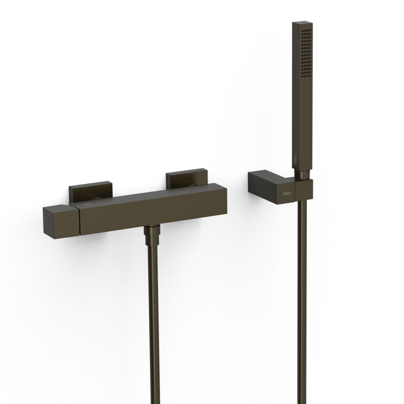 Bateria jednouchwytowa ścienna prysznicowa CUADRO czarny brąz TRES 00716703KMB