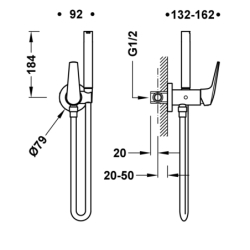 Bateria jednouchwytowa podtynkowa z natryskiem do toalety FUJI czarny brąz TRES 28112301KMB