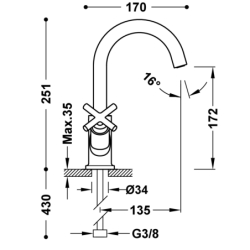 Bateria dwuuchwytowa umywalkowa MONTBLANC czarny brąz TRES 28310301KMB