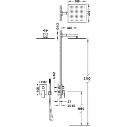 Zestaw baterii termostatycznej podtynkowej 2-drożnej prysznicowej THERM-BOX czarny brąz TRES 00635005KMB