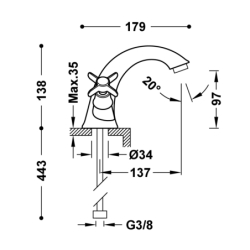 Bateria dwuuchwytowa umywalkowa TRES CLASIC chrom TRES 24210201