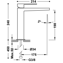 Wysoka bateria jednouchwytowa umywalkowa SLIM chrom TRES 20210303