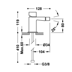 Bateria jednouchwytowa do bidetu SLIM chrom TRES 20212002