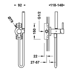 Bateria jednouchwytowa podtynkowa z natryskiem do toalety STUDY chrom TRES 134122