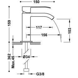 Bateria jednouchwytowa umywalkowa-0 CUADRO chrom TRES 610101