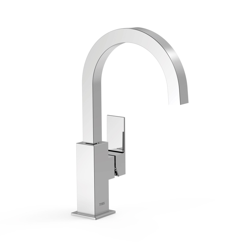 Wysoka bateria jednouchwytowa umywalkowa z boczną dźwignią CUADRO chrom TRES 106606