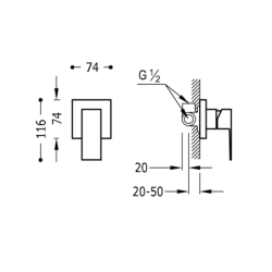 Bateria jednouchwytowa podtynkowa 1-drożna prysznicowa CUADRO chrom TRES 106177