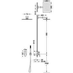 Zestaw baterii jednouchwytowej podtynkowej 2-drożnej prysznicowej-0 CUADRO chrom TRES 698003