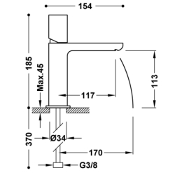 Bateria jednouchwytowa umywalkowa LOFT chrom TRES 20010102