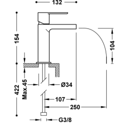 Bateria jednouchwytowa umywalkowa LOFT chrom TRES 20011001