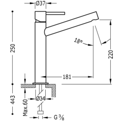 Wysoka bateria jednouchwytowa umywalkowa- MAX chrom TRES 6220601