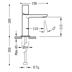 Bateria jednouchwytowa umywalkowa- MAX chrom TRES 6110302