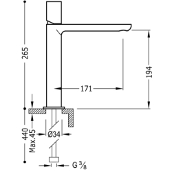 Wysoka bateria jednouchwytowa umywalkowa- MAX chrom TRES 6120304