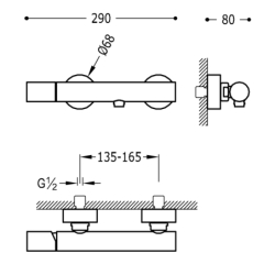 Bateria jednouchwytowa ścienna prysznicowa- MAX chrom TRES 6116701
