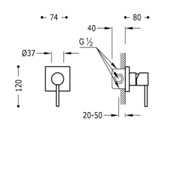 Bateria jednouchwytowa podtynkowa 1-drożna prysznicowa- MAX chrom TRES 6217702