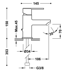 Bateria jednouchwytowa umywalkowa z automatycznym spustem LEX-ALP chrom TRES 186103