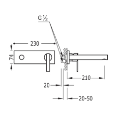 Bateria jednouchwytowa podtynkowa umywalkowa- LEX-ALP chrom TRES 8120021