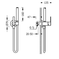 Bateria jednouchwytowa podtynkowa z natryskiem do toalety LEX-ALP chrom TRES 181223