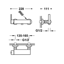 Bateria jednouchwytowa ścienna prysznicowa LEX-ALP chrom TRES 181468