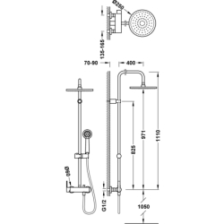 Zestaw baterii jednouchwytowej naściennej 2-drożnej prysznicowej- LEX-ALP chrom TRES 81192