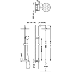 Zestaw baterii jednouchwytowej naściennej 2-drożnej prysznicowej- LEX-ALP chrom TRES 8119702