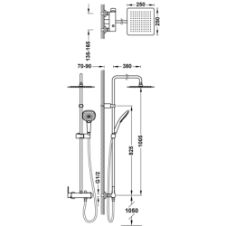 Zestaw baterii jednouchwytowej naściennej 2-drożnej prysznicowej- LEX-ALP chrom TRES 8119302