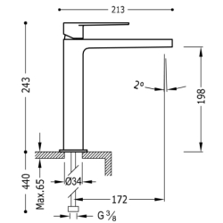 Wysoka bateria jednouchwytowa umywalkowa CLASS chrom TRES 20510303
