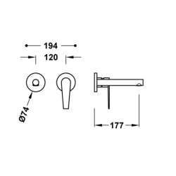 Elementy zewnętrzne do podtynkowego korpusu baterii umywalkowej CLASS chrom TRES 20530021