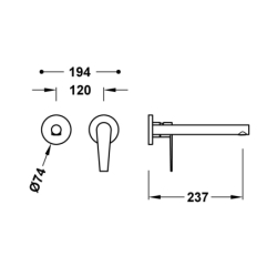 Elementy zewnętrzne do podtynkowego korpusu baterii umywalkowej CLASS chrom TRES 20530022