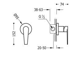 Bateria jednouchwytowa podtynkowa 1-drożna prysznicowa CLASS chrom TRES 20517701