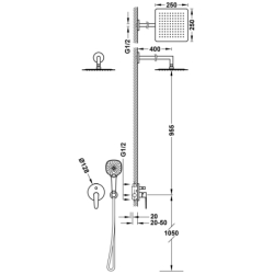 Zestaw baterii jednouchwytowej podtynkowej 2-drożnej prysznicowej CLASS chrom TRES 20518006