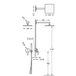 Zestaw baterii jednouchwytowej podtynkowej 2-drożnej prysznicowej CLASS chrom TRES 20518002