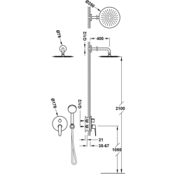 Zestaw baterii jednouchwytowej podtynkowej 2-drożnej Rapid-box prysznicowej FLAT chrom TRES 20428004