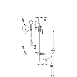 Zestaw baterii jednouchwytowej podtynkowej 2-drożnej Rapid-box wannowa i prysznicowa FLAT chrom TRES 20428006