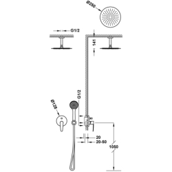 Zestaw baterii jednouchwytowej podtynkowej 2-drożnej prysznicowej FLAT chrom TRES 20418005