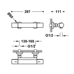Bateria termostatyczna naścienna prysznicowa OVER-WALL chrom TRES 19016401