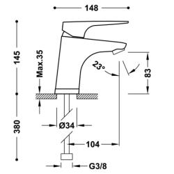 Bateria jednouchwytowa umywalkowa z systemem Tres-duo CANIGÓ PLUS chrom TRES 21810301