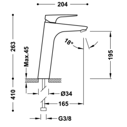 Wysoka bateria jednouchwytowa umywalkowa CANIGÓ PLUS chrom TRES 21820303