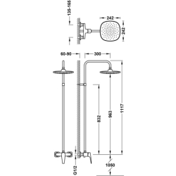 Zestaw baterii jednouchwytowej naściennej 1-drożnej prysznicowej CANIGÓ PLUS chrom TRES 21899501