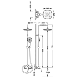 Zestaw baterii jednouchwytowej naściennej 2-drożnej prysznicowej CANIGÓ PLUS chrom TRES 21819101