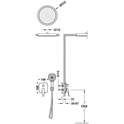 Zestaw baterii jednouchwytowej podtynkowej 2-drożnej Rapid-box prysznicowej CANIGÓ PLUS chrom TRES 21828005