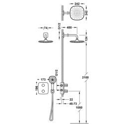 Zestaw baterii termostatycznej podtynkowej 2-drożnej prysznicowej THERM-BOX chrom TRES 21725004