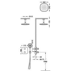 Zestaw baterii termostatycznej podtynkowej 2-drożnej prysznicowej THERM-BOX chrom TRES 21725003