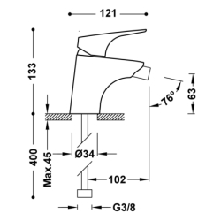 Bateria jednouchwytowa do bidetu CANIGÓ chrom TRES 21712001