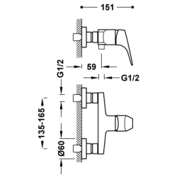 Bateria jednouchwytowa ścienna prysznicowa CANIGÓ chrom TRES 21726701