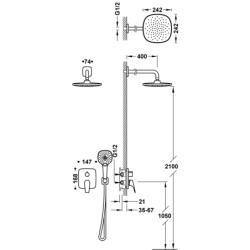 Zestaw baterii jednouchwytowej podtynkowej 2-drożnej Rapid-box prysznicowej CANIGÓ chrom TRES 21728004