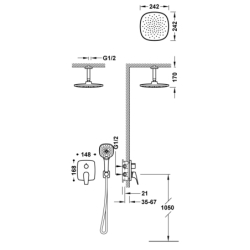 Zestaw baterii jednouchwytowej podtynkowej 2-drożnej Rapid-box prysznicowej CANIGÓ chrom TRES 21728003