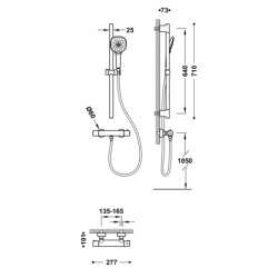 Zestaw baterii termostatycznej naściennej prysznicowej CANIGÓ chrom TRES 21738502